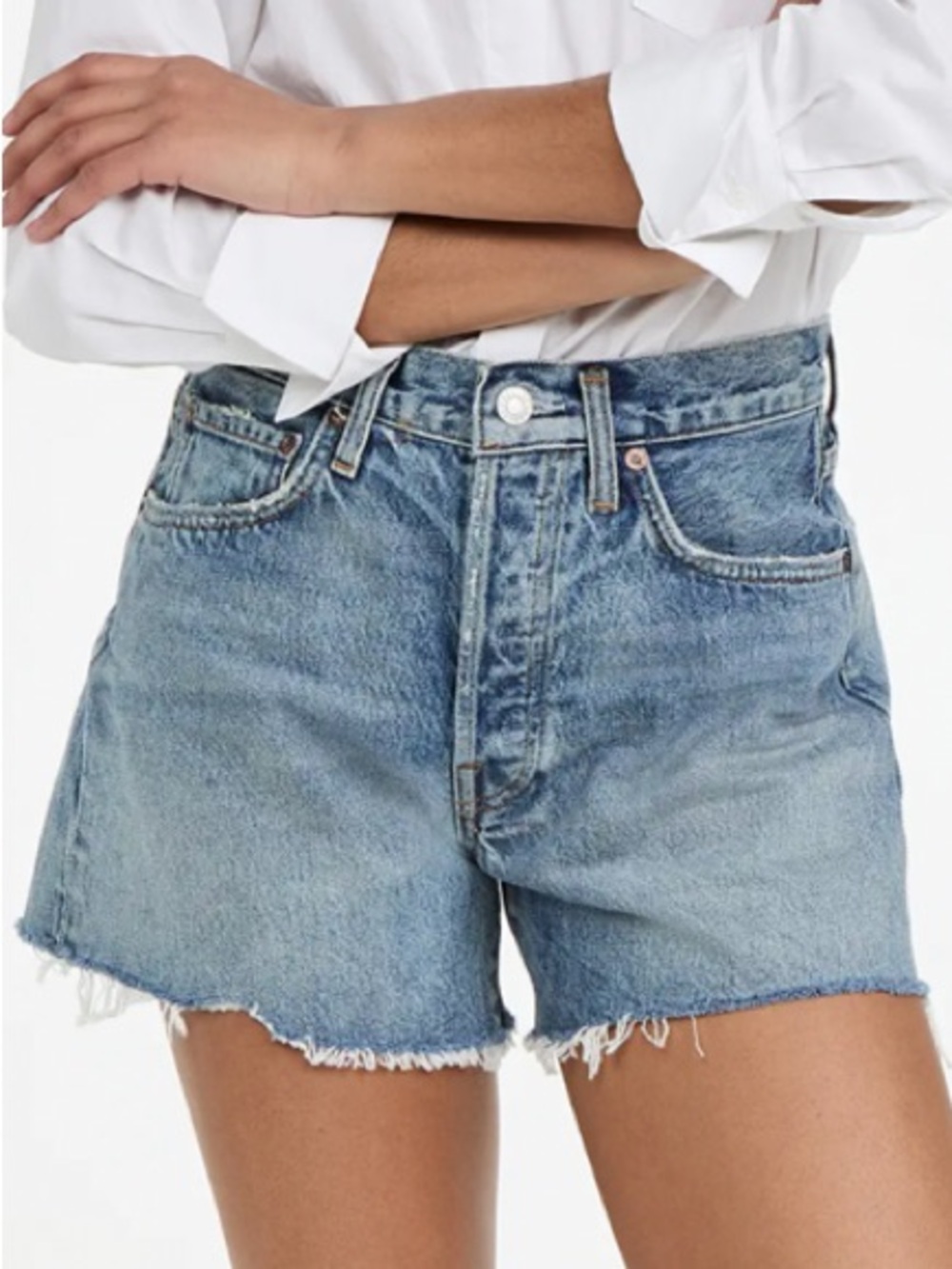 Abercrombie & Fitch Light Blue High-Rise Denim Shorts